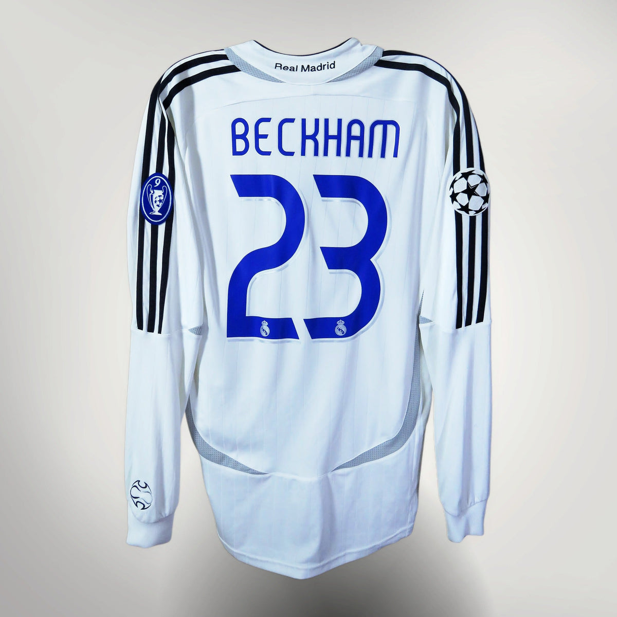 Real Madrid 2006-2007 Home Longsleeve shirt, Beckham 23, Adidas, size M, product code 060866 | Nostalgic Football Shirts