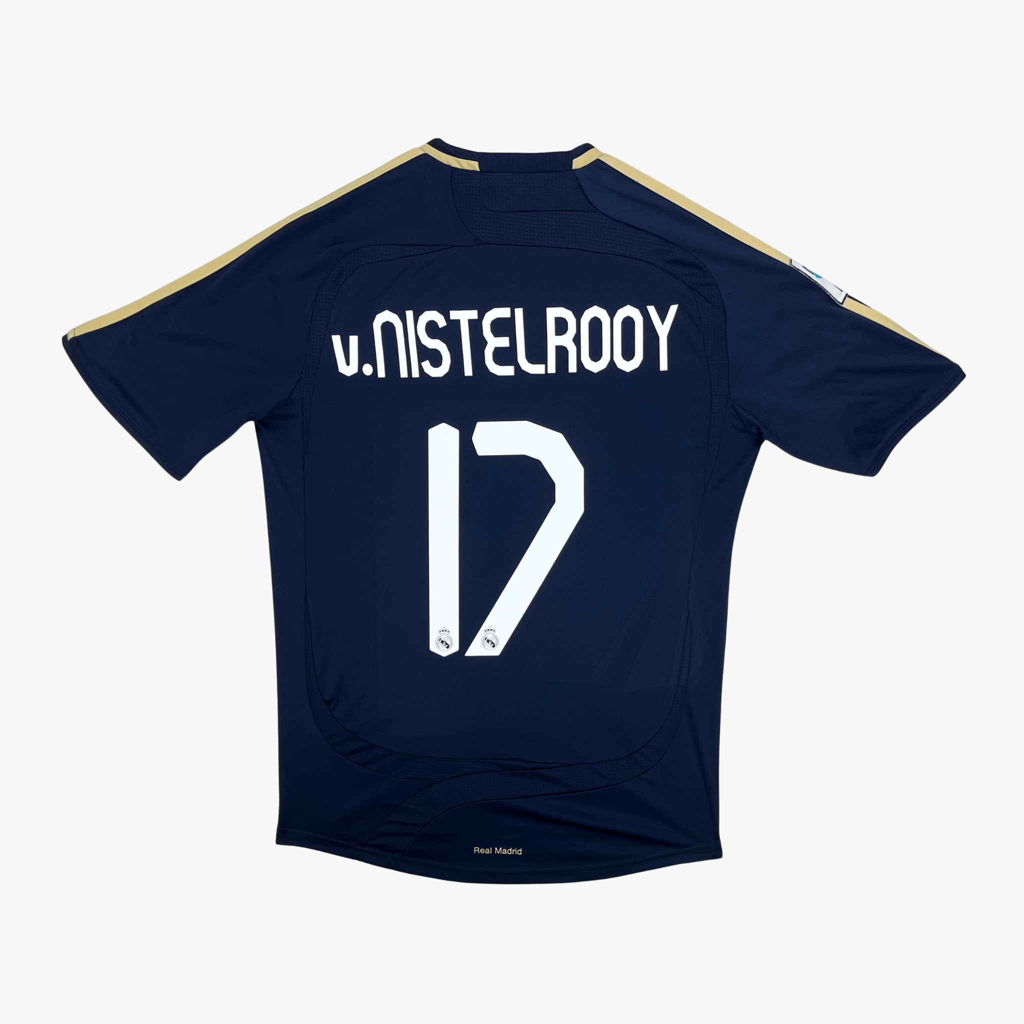 Vintage Real Madrid 2007-2008 Away football shirt with Van Nistelrooy 17 print, size S | Nostalgic Football Shirts