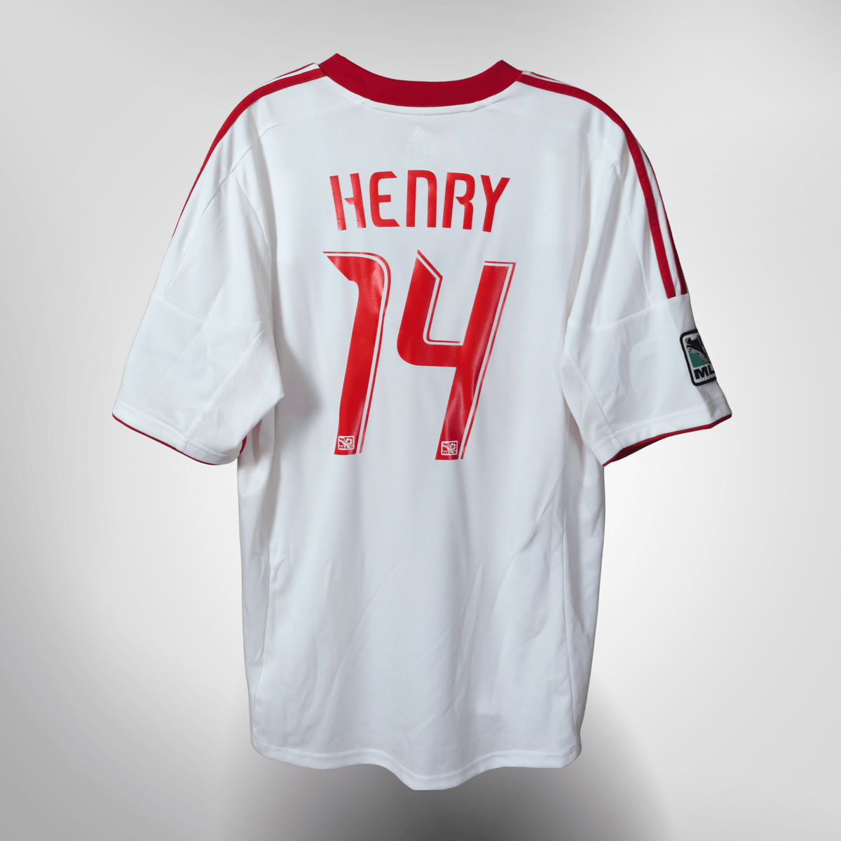 Vintage Red Bull New York 2012-2013 Home football shirt with Henry 14 print, size XL | Nostalgic Football Shirts
