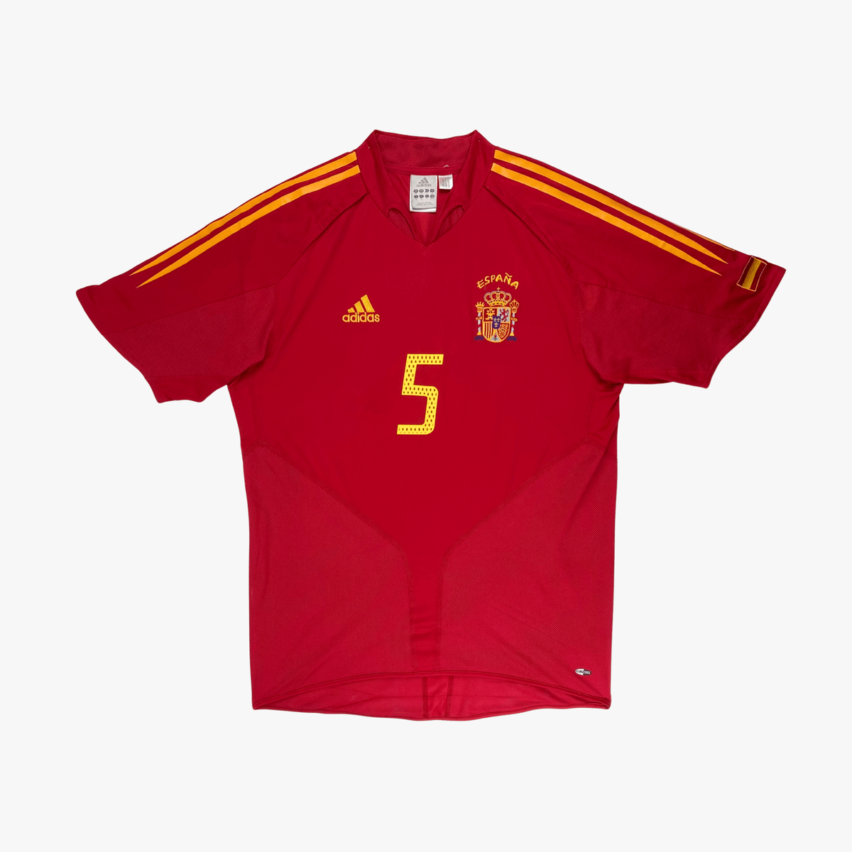 Authentic Adidas Spain 2004-2006 Home shirt, Puyol 5 on the back, size L | Nostalgic Football Shirts