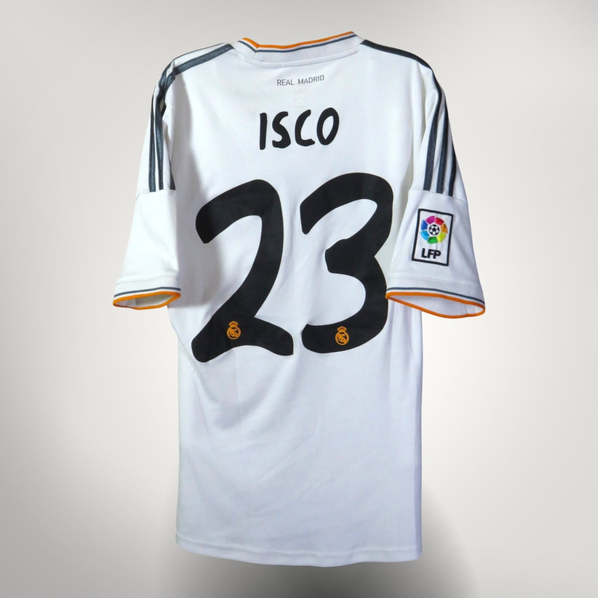 Vintage Real Madrid 2013-2014 Home football shirt with Isco 23 print, size S, product code Z29356 | Nostalgic Football Shirts