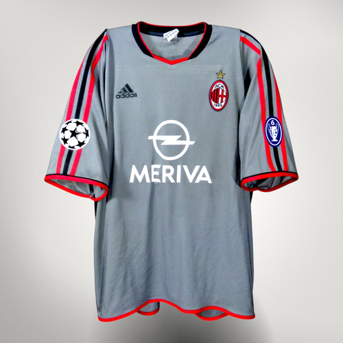 Nostalgic Football Shirts AC Milan 2003-04 derde voetbalshirt in grijs met rode en zwarte accenten en Opel sponsor