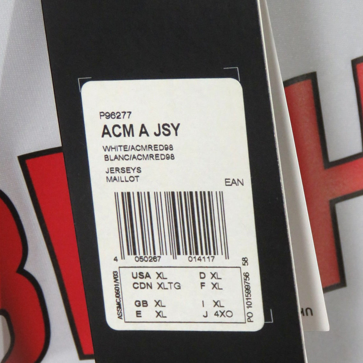 Nostalgic Football Shirts AC Milan 2010-11 uitshirt label met maat XL en productinformatie