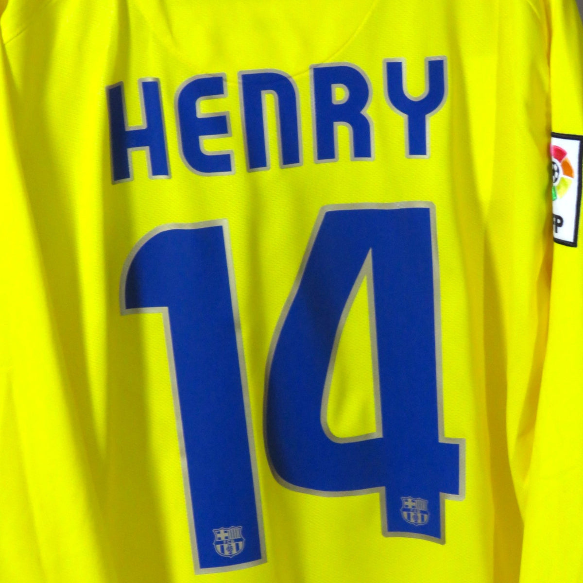 Nostalgic Football Shirts Barcelona 2008-10 uitshirt geel met Henry 14 bedrukking op de achterkant