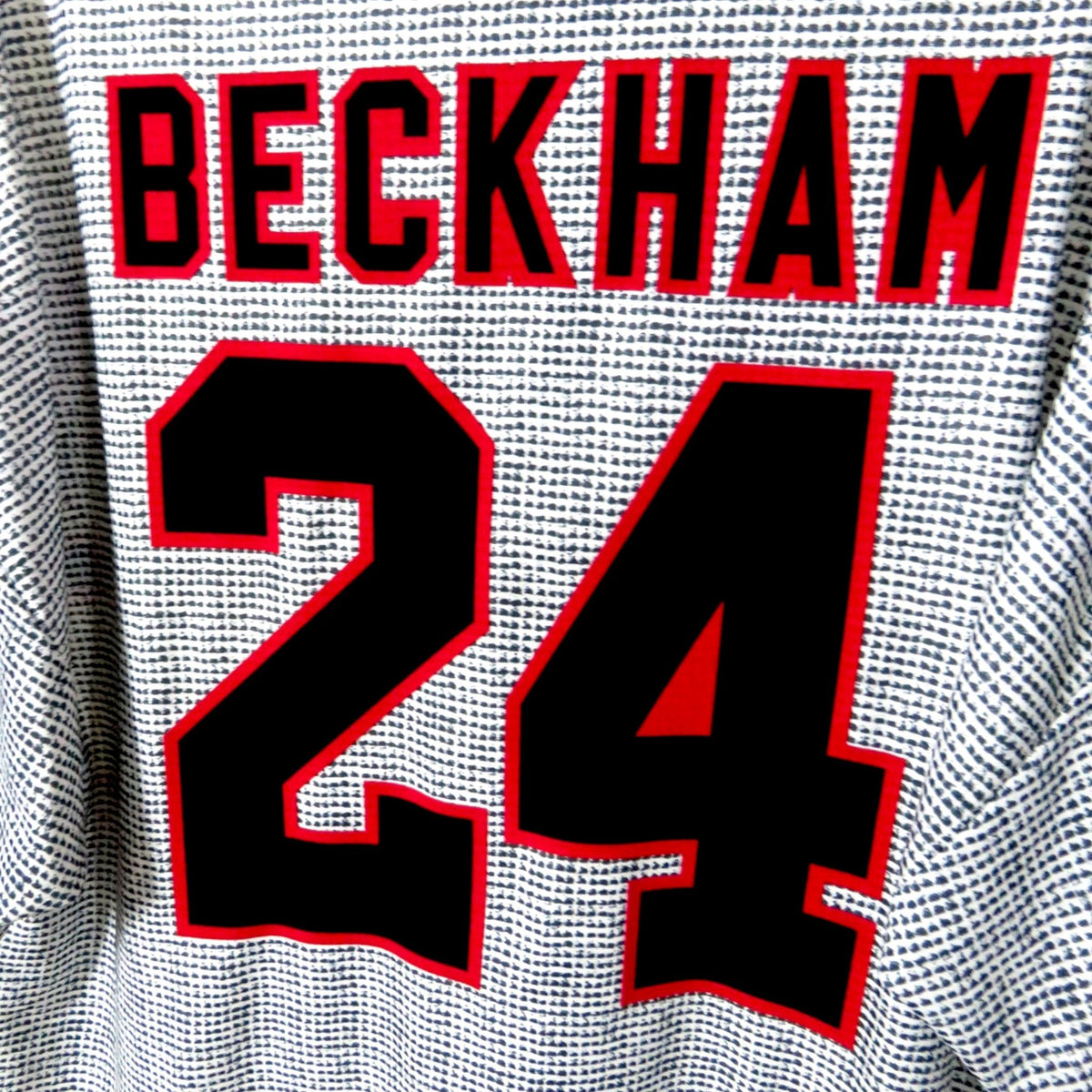 Nostalgic Football Shirts Manchester United 1995-96 uitshirt met Beckham nummer 24 bedrukking in grijs patroon