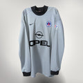 Nostalgic Football Shirts PSG 2000-01 keepershirt in grijs met zwarte kraag, Opel sponsor en geborduurd clublogo.