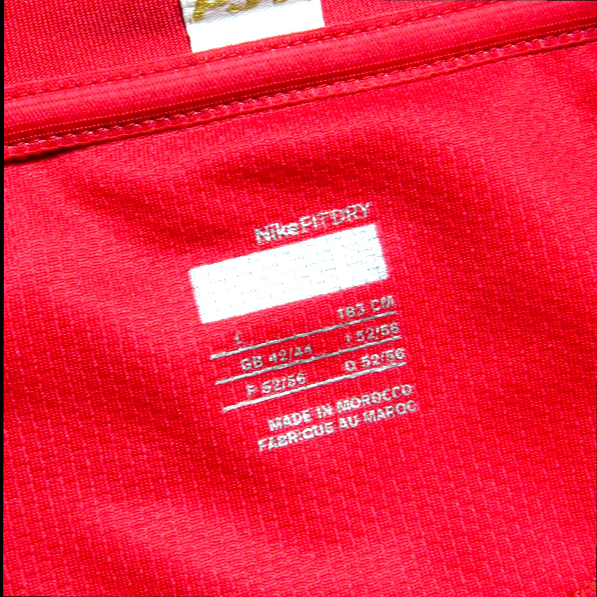 Nostalgic Football Shirts PSV 2006-08 thuisshirt maat L label met Nike FitDry technologie en wasvoorschriften